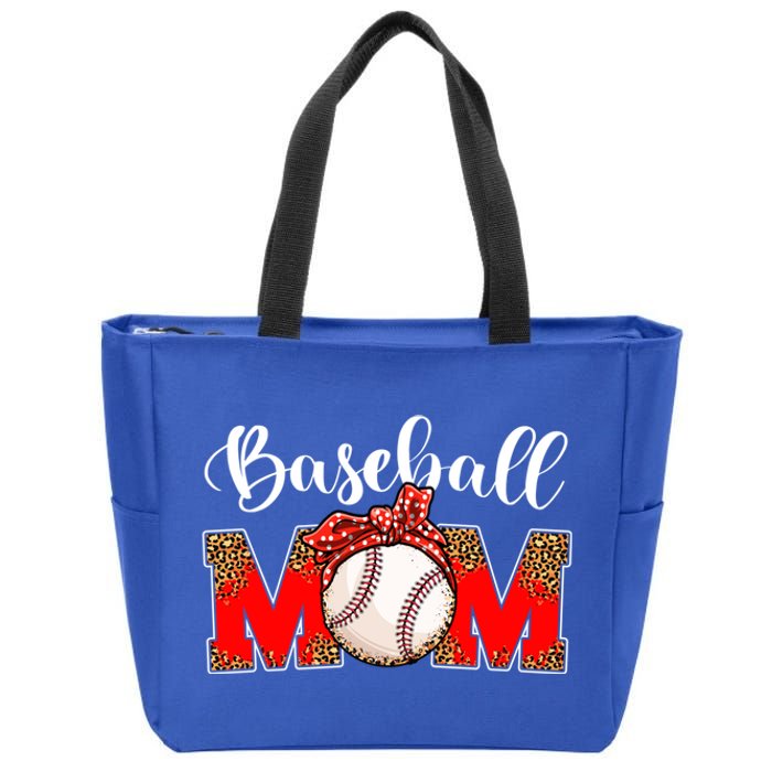 Mother's Day Baseball Mom Leopard Game Day Mom Life Funny Gift Zip Tote Bag