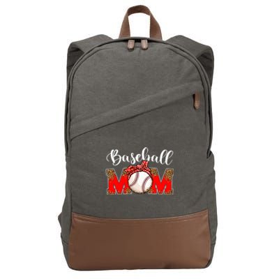 Mother's Day Baseball Mom Leopard Game Day Mom Life Funny Gift Cotton Canvas Backpack