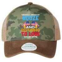 Merica Drinkin Booze And Refusing To Lose Since 1776 4th Of July USA Legacy Tie Dye Trucker Hat