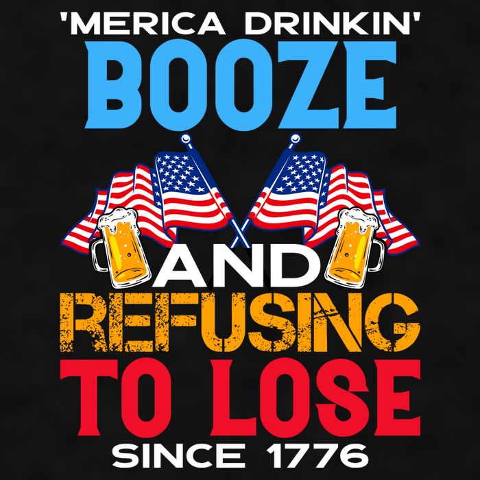 Merica Drinkin Booze And Refusing To Lose Since 1776 4th Of July USA Ladies PosiCharge Tri-Blend Wicking Tank