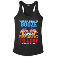 Merica Drinkin Booze And Refusing To Lose Since 1776 4th Of July USA Ladies PosiCharge Competitor Racerback Tank