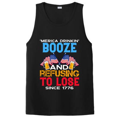 Merica Drinkin Booze And Refusing To Lose Since 1776 4th Of July USA PosiCharge Competitor Tank