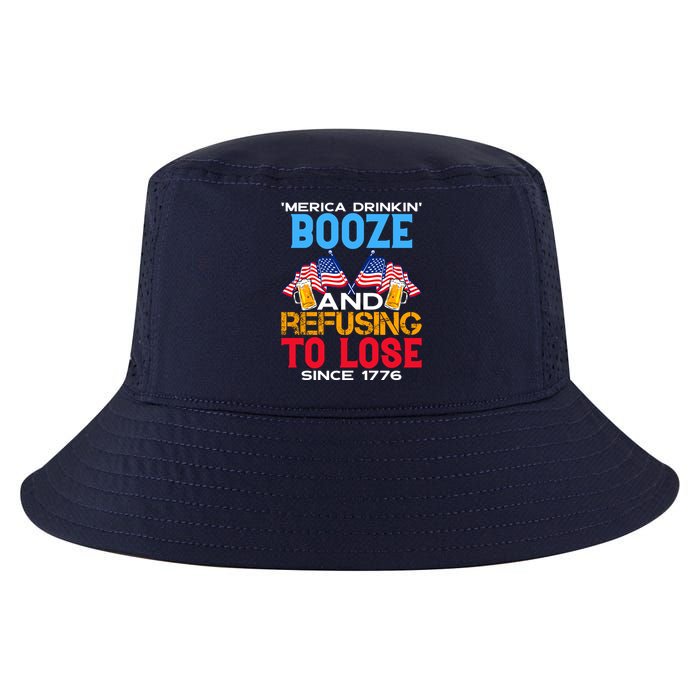 Merica Drinkin Booze And Refusing To Lose Since 1776 4th Of July USA Cool Comfort Performance Bucket Hat