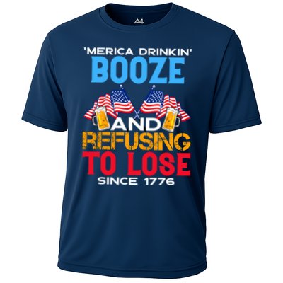 Merica Drinkin Booze And Refusing To Lose Since 1776 4th Of July USA Performance Shirt