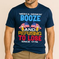 Merica Drinkin Booze And Refusing To Lose Since 1776 4th Of July USA Performance Shirt