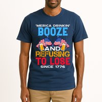 Merica Drinkin Booze And Refusing To Lose Since 1776 4th Of July USA Tall T-Shirt