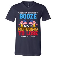 Merica Drinkin Booze And Refusing To Lose Since 1776 4th Of July USA V-Neck T-Shirt