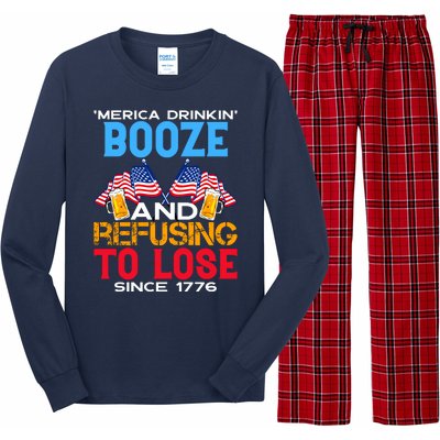 Merica Drinkin Booze And Refusing To Lose Since 1776 4th Of July USA Long Sleeve Pajama Set