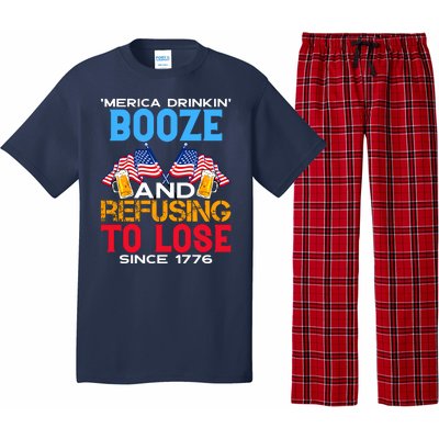 Merica Drinkin Booze And Refusing To Lose Since 1776 4th Of July USA Pajama Set