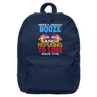 Merica Drinkin Booze And Refusing To Lose Since 1776 4th Of July USA 16 in Basic Backpack