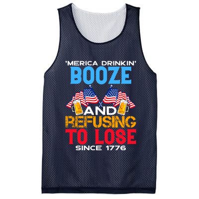 Merica Drinkin Booze And Refusing To Lose Since 1776 4th Of July USA Mesh Reversible Basketball Jersey Tank