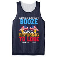 Merica Drinkin Booze And Refusing To Lose Since 1776 4th Of July USA Mesh Reversible Basketball Jersey Tank