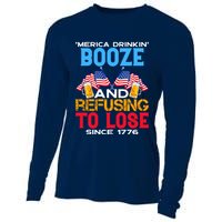 Merica Drinkin Booze And Refusing To Lose Since 1776 4th Of July USA Cooling Performance Long Sleeve Crew