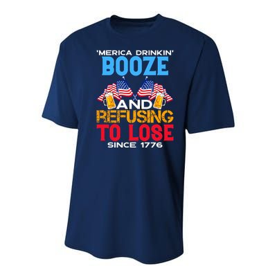 Merica Drinkin Booze And Refusing To Lose Since 1776 4th Of July USA Youth Performance Sprint T-Shirt