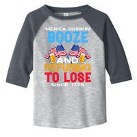 Merica Drinkin Booze And Refusing To Lose Since 1776 4th Of July USA Toddler Fine Jersey T-Shirt