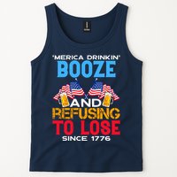 Merica Drinkin Booze And Refusing To Lose Since 1776 4th Of July USA Tank Top