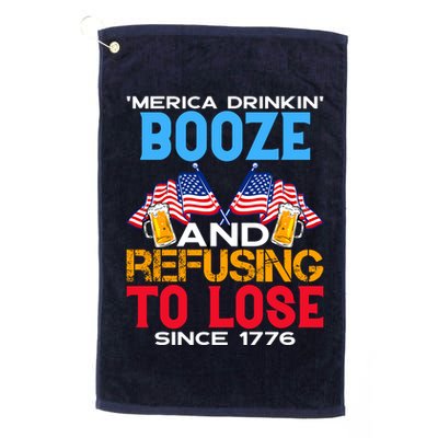 Merica Drinkin Booze And Refusing To Lose Since 1776 4th Of July USA Golf Towel