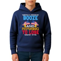 Merica Drinkin Booze And Refusing To Lose Since 1776 4th Of July USA Kids Hoodie