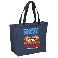 Merica Drinkin Booze And Refusing To Lose Since 1776 4th Of July USA Zip Tote Bag
