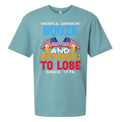 Merica Drinkin Booze And Refusing To Lose Since 1776 4th Of July USA Sueded Cloud Jersey T-Shirt