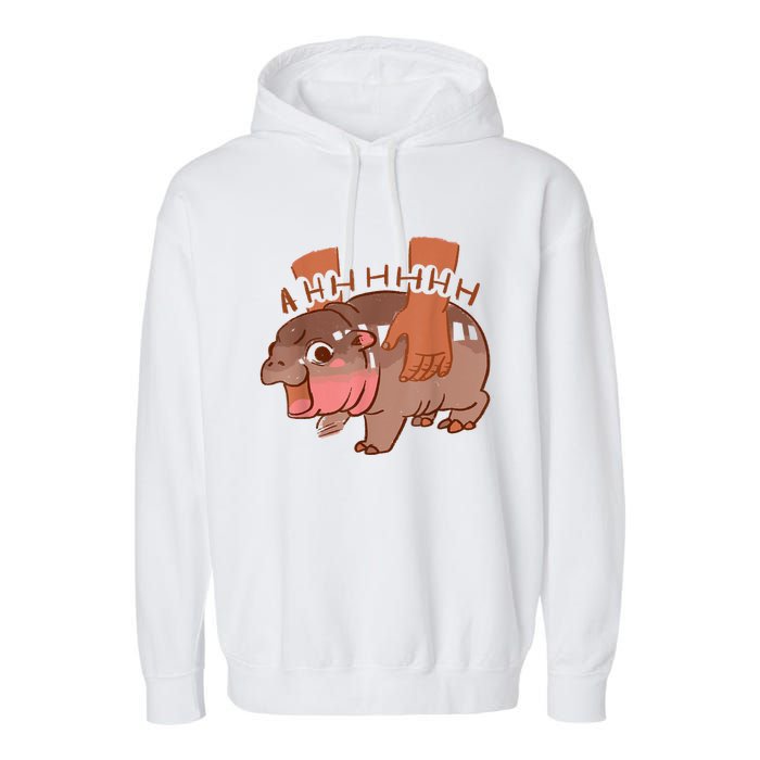 Moo Deng Bouncy Pig In Thai Picture The Cute Baby Hippo Garment-Dyed Fleece Hoodie