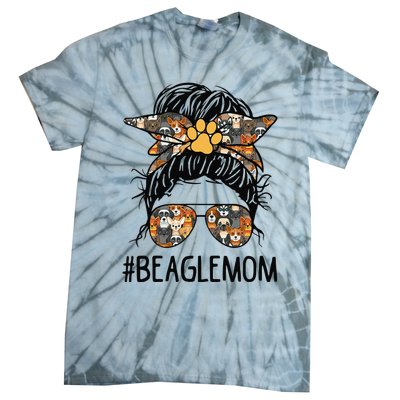 Mother's Day Beagle Mom Messy Bun Hair Dog Mama Pet Owner Tie-Dye T-Shirt