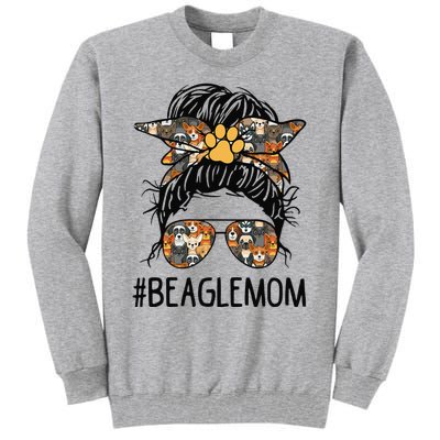 Mother's Day Beagle Mom Messy Bun Hair Dog Mama Pet Owner Tall Sweatshirt