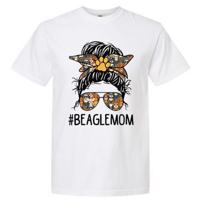 Mother's Day Beagle Mom Messy Bun Hair Dog Mama Pet Owner Garment-Dyed Heavyweight T-Shirt