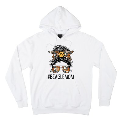 Mother's Day Beagle Mom Messy Bun Hair Dog Mama Pet Owner Hoodie