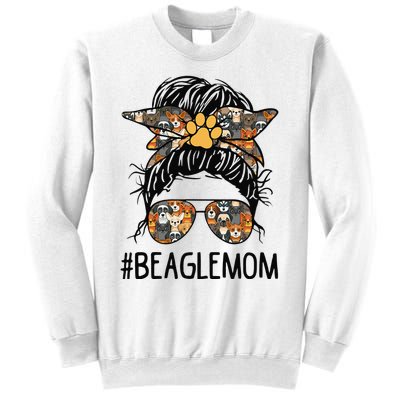 Mother's Day Beagle Mom Messy Bun Hair Dog Mama Pet Owner Sweatshirt