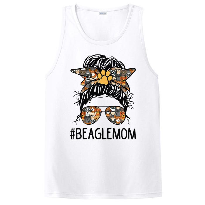 Mother's Day Beagle Mom Messy Bun Hair Dog Mama Pet Owner PosiCharge Competitor Tank