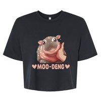 Moo Deng Bouncy Pig In Thai Picture The Cute Baby Hippo Bella+Canvas Jersey Crop Tee