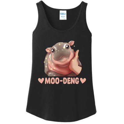 Moo Deng Bouncy Pig In Thai Picture The Cute Baby Hippo Ladies Essential Tank