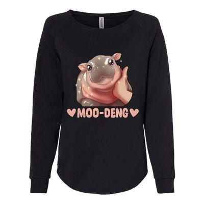 Moo Deng Bouncy Pig In Thai Picture The Cute Baby Hippo Womens California Wash Sweatshirt