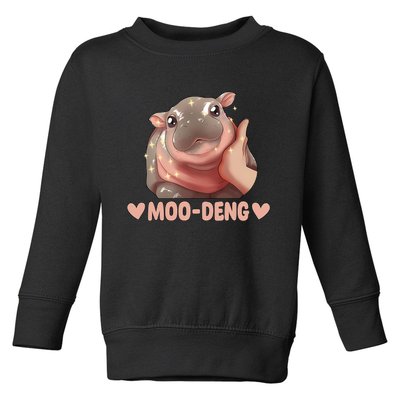 Moo Deng Bouncy Pig In Thai Picture The Cute Baby Hippo Toddler Sweatshirt