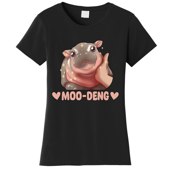 Moo Deng Bouncy Pig In Thai Picture The Cute Baby Hippo Women's T-Shirt