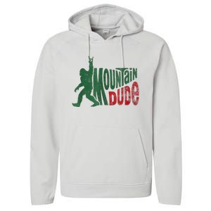 Mountain Dude Bigfoot Sasquatch Rock On Performance Fleece Hoodie