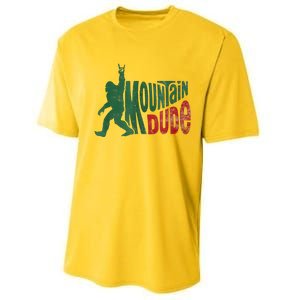 Mountain Dude Bigfoot Sasquatch Rock On Performance Sprint T-Shirt