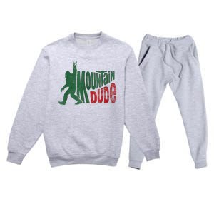 Mountain Dude Bigfoot Sasquatch Rock On Premium Crewneck Sweatsuit Set