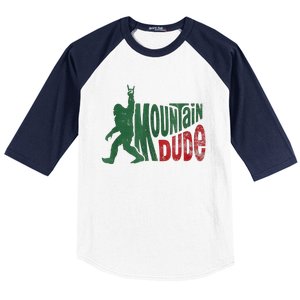 Mountain Dude Bigfoot Sasquatch Rock On Baseball Sleeve Shirt