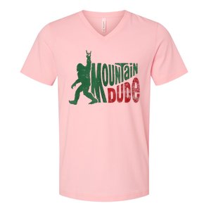 Mountain Dude Bigfoot Sasquatch Rock On V-Neck T-Shirt