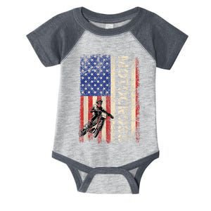 Motocross Dirt Bike American Usa Flag Biker Infant Baby Jersey Bodysuit