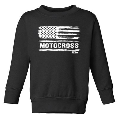 Motocross Dirt Bike Racing Distress American Flag USA Premium Toddler Sweatshirt