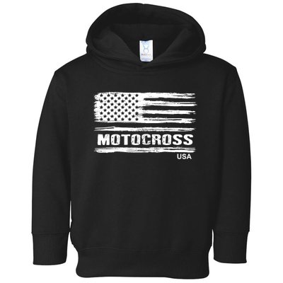 Motocross Dirt Bike Racing Distress American Flag USA Premium Toddler Hoodie