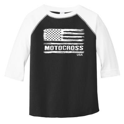 Motocross Dirt Bike Racing Distress American Flag USA Premium Toddler Fine Jersey T-Shirt