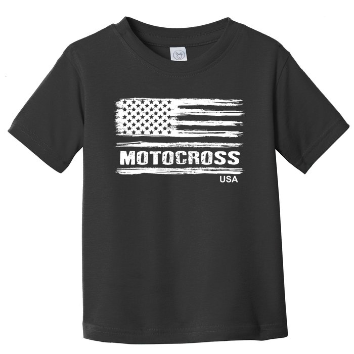 Motocross Dirt Bike Racing Distress American Flag USA Premium Toddler T-Shirt