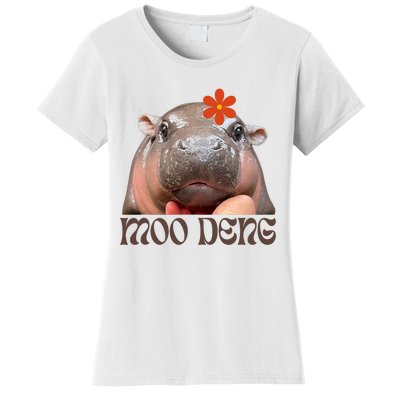 Moo Deng Bouncy Pig In Thai Picture The Cute Baby Hippo Women's T-Shirt