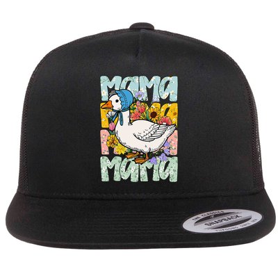 Mothers Day Boho Floral Mama Goose Mom Silly Goose Flat Bill Trucker Hat