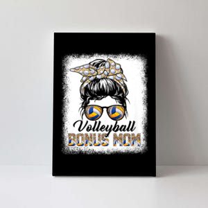 Mothers Day Bleached Volleyball Bonus Mom Messy Bun Game Day Canvas