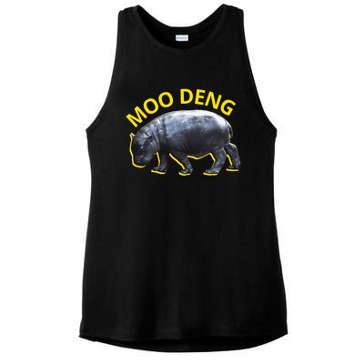 Moo Deng Baby Hippo Ladies PosiCharge Tri-Blend Wicking Tank